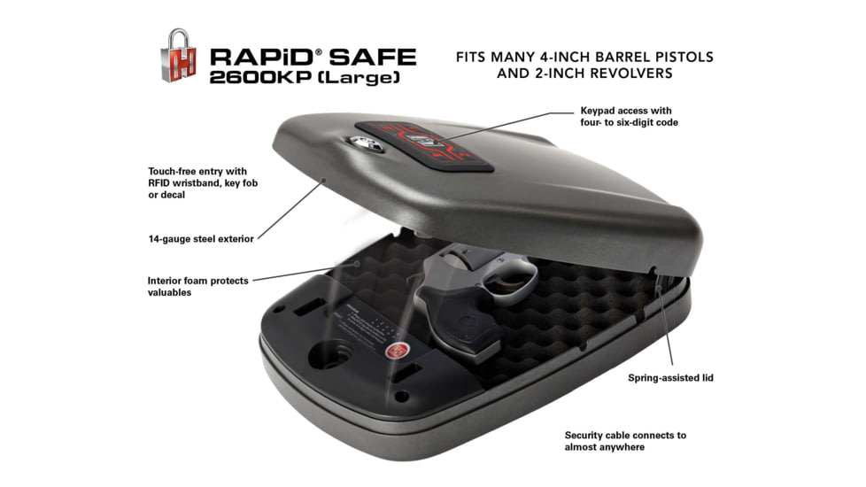 Hornady RAPiD Safe 2600KP Large Lock Box Electronic RFID Safe With KeyPad, 98177