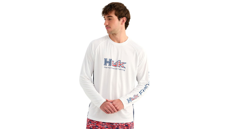 HUK Performance Fishing Pursuit Americana Fill Long Sleeve Crew - Mens