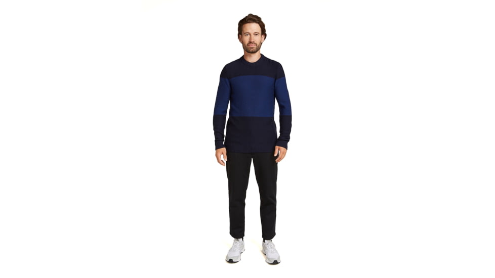 Icebreaker Men Waypoint Crewe Sweater, Midnight Navy/Royal Navy/CB, L, IB104328938L