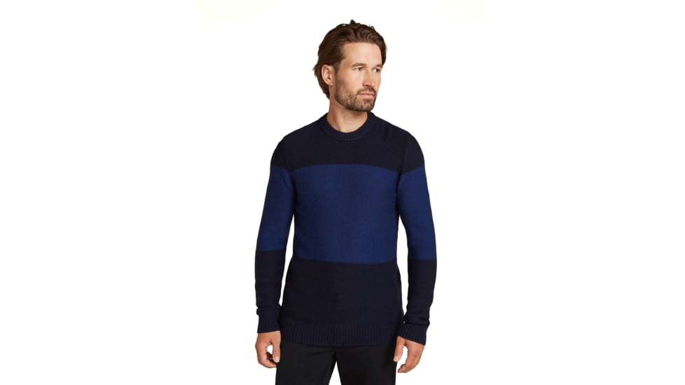 Icebreaker Men Waypoint Crewe Sweater, Midnight Navy/Royal Navy/CB, L, IB104328938L
