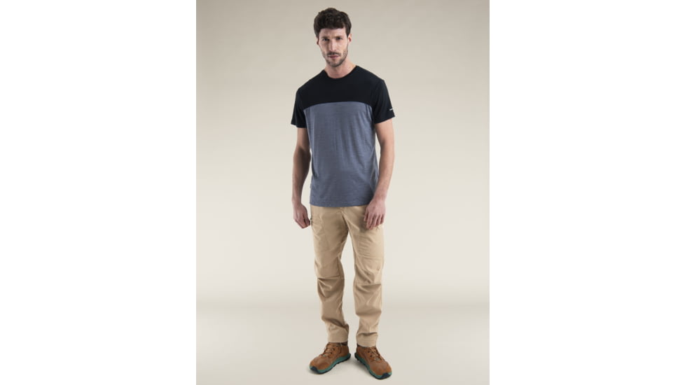 Icebreaker Merino Blend 125 Cool-Lite Sphere SS T-Shirt Colour Block - Men's, Graphite Heather/Black/CB, Medium, IB0A56X3C91M