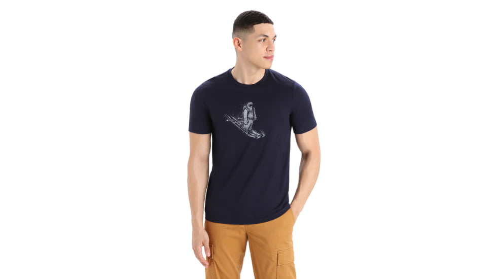 Icebreaker Tech Lite II Short Sleeve Skiing Yeti T-Shirt - Mens, Midnight Navy, 2XL, IB0A56IM401XXL