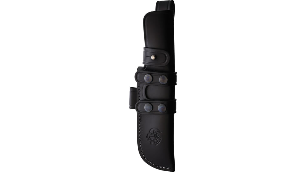 J&amp;V Adventure Knives Ursus Fixed Blade Knife, 10.75in Overall, 5.75in Satin 1.4116 Stainless Steel Blade, Black Canvas Micarta Handle, Black Leather Belt Sheath, 1012-MN