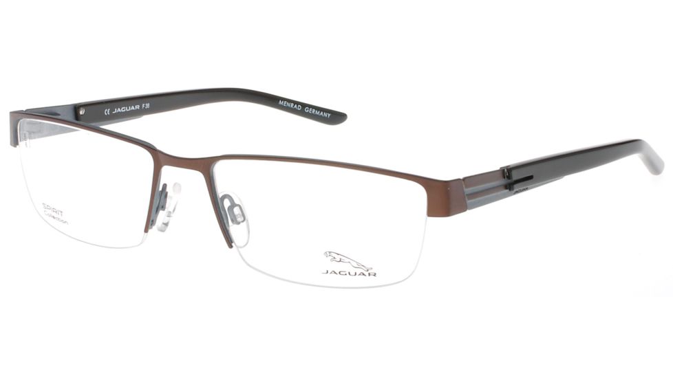 Jaguar Spirit 33552 Single Vision Prescription Eyeglasses, Brown/Light Blue Frame, JG33552510SV