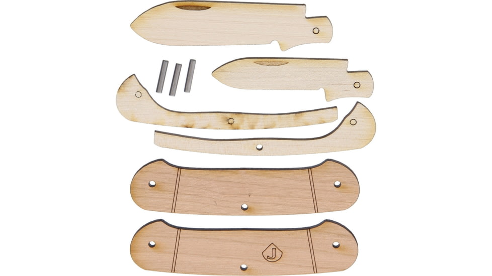JJ's Knife Kit Two Blade Canoe Knife Kit Knife, 6 Pieces Of Wood, 3 Metal Pins, Instruction Card, JJ5