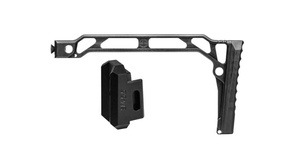 JMac Customs SS-9RP Stock 5.5mm Folding Aks w/Rubber Butt Pad, Black, SS-9RP+5.5