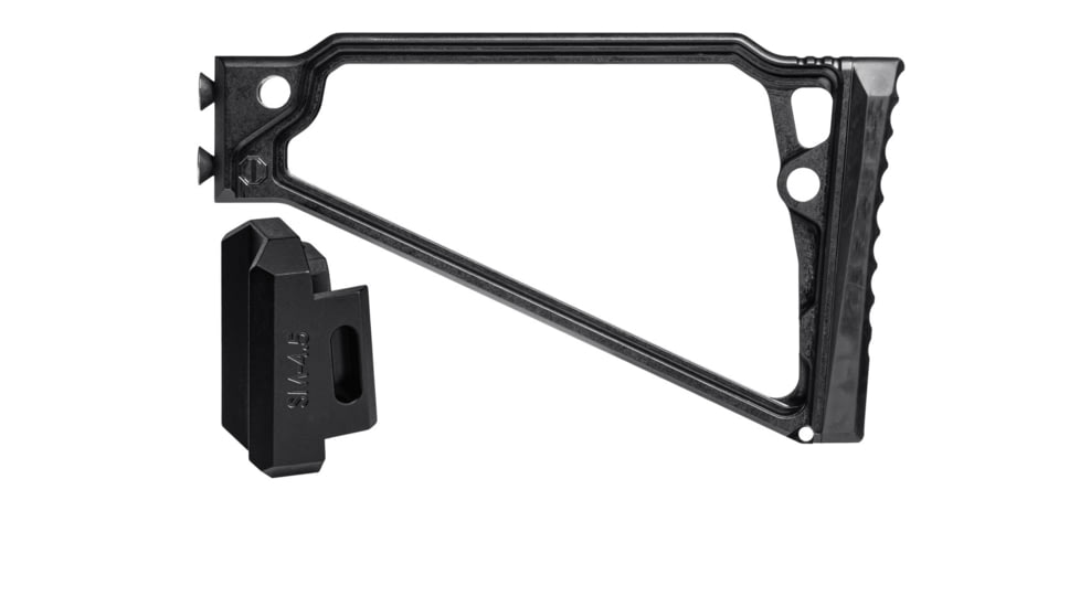 JMac Customs TS-8RP Stock 4.5mm Folding Aks w/Rubber Butt Pad, Black, TS-8RP+SM-4.5