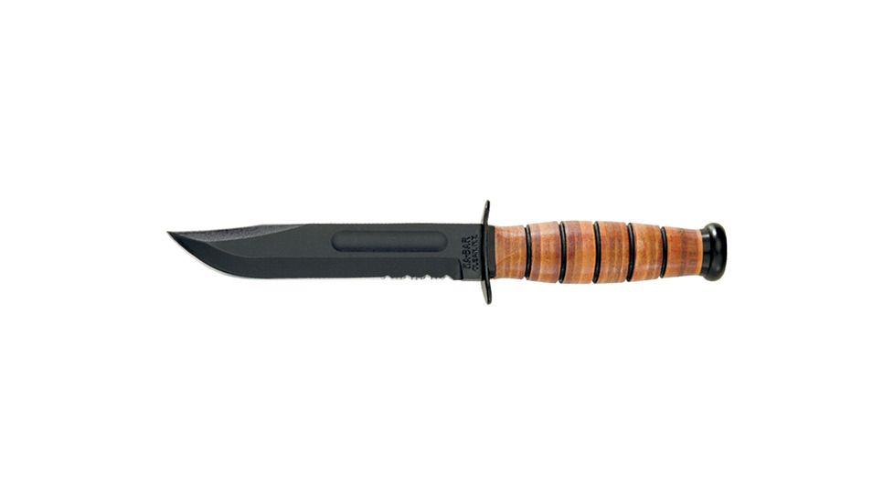 Ka Bar Knives Kb5019 Comboedge 7in Us Army Leather Handle