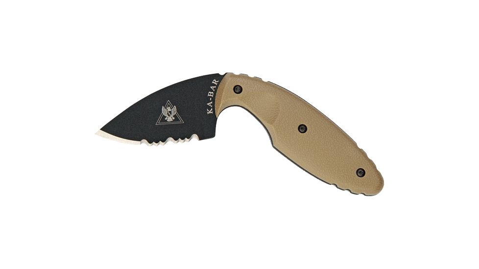 Ka-Bar Knives TDI Law Enforcement Partial Serrated Knife w/ Hard Sheath, Coyote Brown, Clampack 6-1477CBCP-4