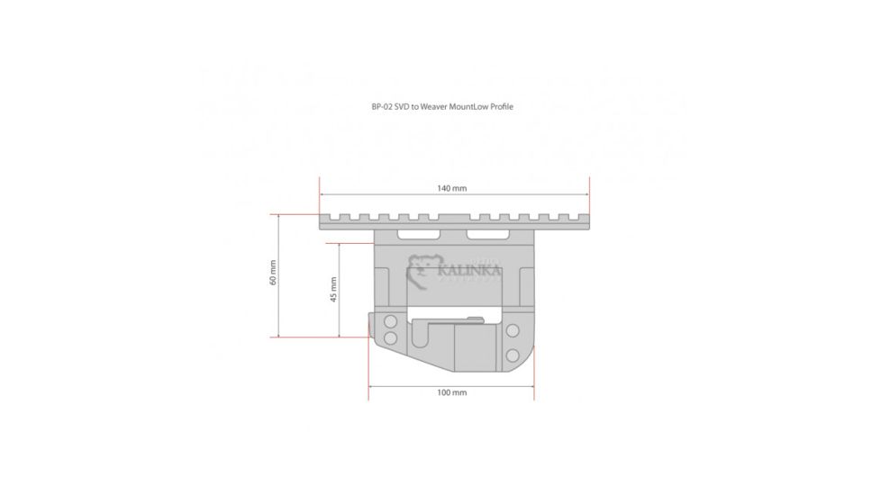 Kalinka Optics BP-02 AK Universal to Weaver Mount, Low Profile, Black, AMBP02U