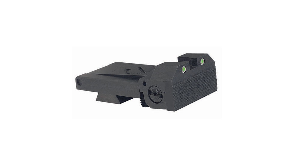 Kensight Bomar BMCS Beveled Blade Tritium Adjustable Rear Night Sight w/Arctic White Outlines, Black, 860-099
