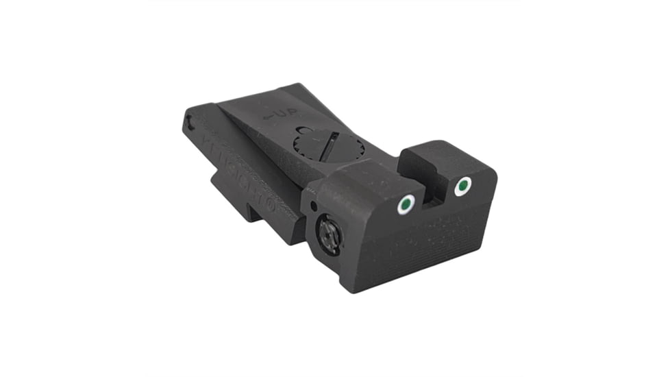 Kensight Bomar BMCS Rounded Blade Tritium Adjustable Rear Night Sight w/Arctic White Outlines, Black, 860-096