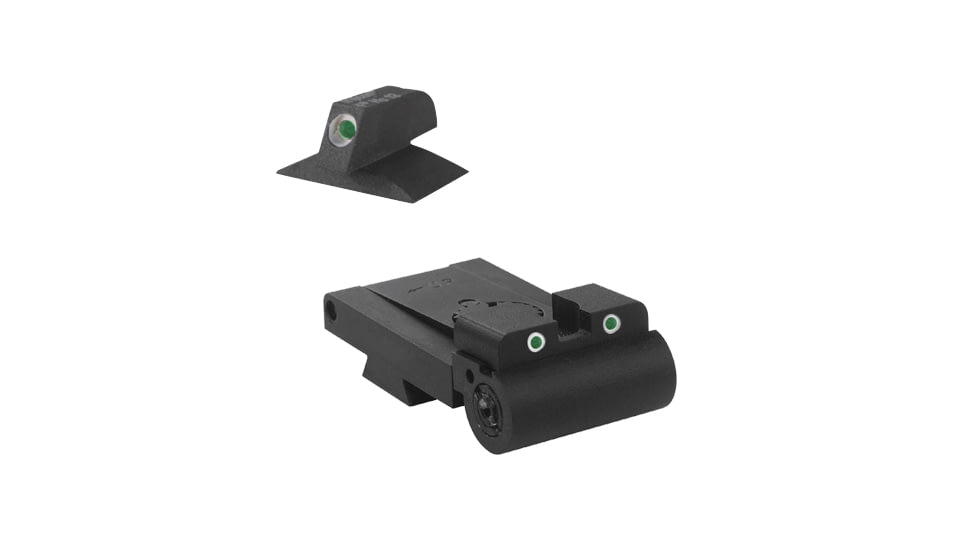 Kensight Rollo 1911 Contoured Low-Profile Adjustable Tritium Night Sight Set, Black, 970-098