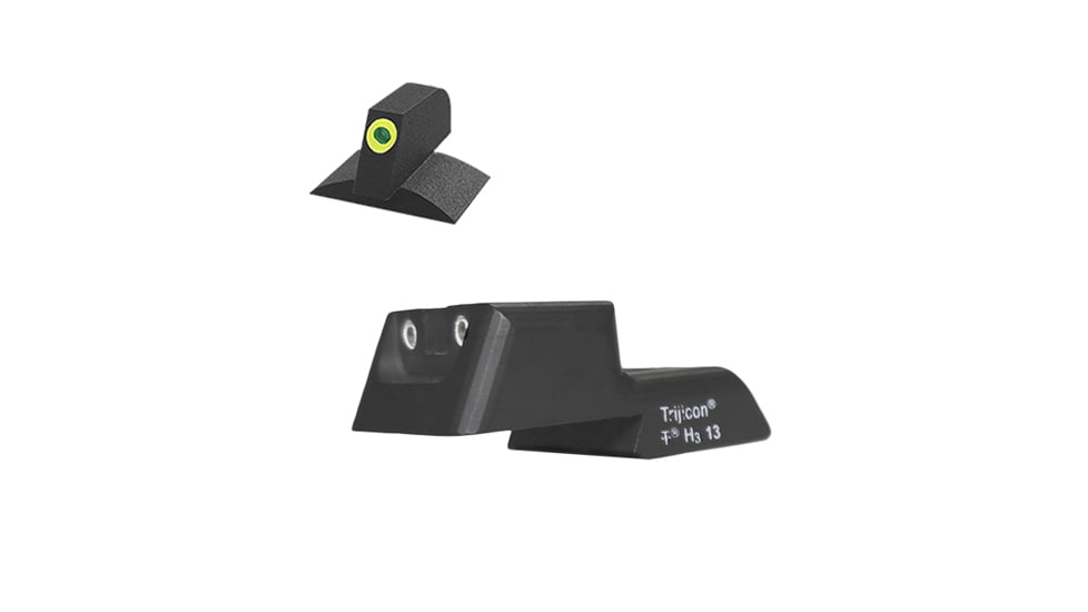 Kensight SLAM Fixed Rear 1911 Night Sight One-Handed Cocking/Cycling of Slide, Recessed Blade, Tritium w/White Outlines, Fits Novak Sight Dovetail, w/ 0.160in Tall, Contoured, Tritium Lumi-Green ProGlo, Black, 990668