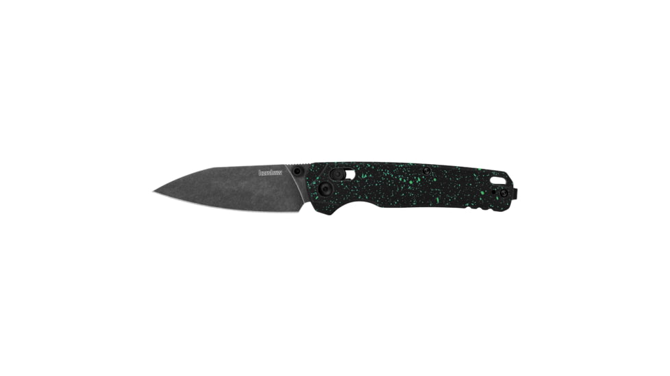 Kershaw Bel Air, Folding Knife, 3.1 Plain Edge Reverse Tanto Blade, 7.3 Overall Length, DuraLock, CPM MagnaCut Blade Steel, Custom Island Green Splatter Handle, Black-oxide BlackWash Finish, Black Blade 6105IG