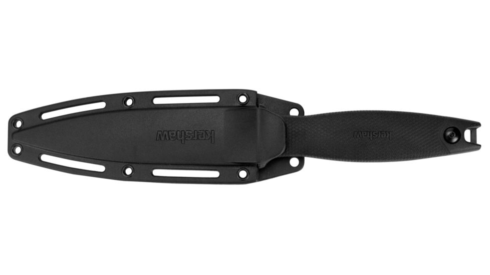 Kershaw Secret Agent Fixed Blade Knife, 4.4in SS Blk-Oxide Spear Point, Black, Rubberized, 4007
