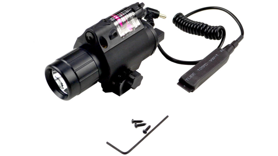 Kexuan Tac Light and Red Laser Sight Combo w/ Remowable Switch, 220 Lumens, Black, FLRL01