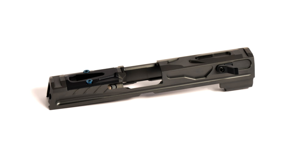 Killer Innovations Flux Raider/Velocity Defence Sig P320 F 9mm Charging Handle Pistol Slide, V1, DLC, Gray, SIGSL644MDC