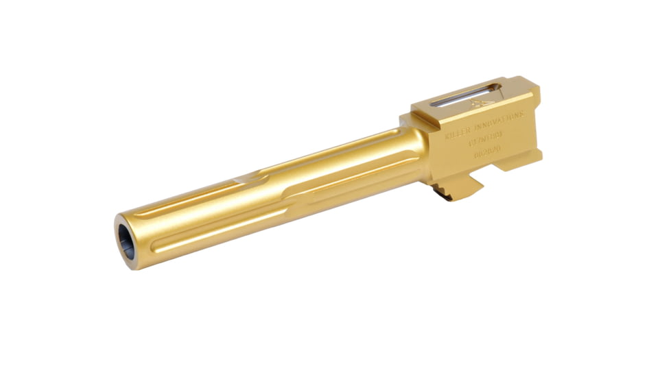 Killer Innovations Velocity Defense Glock 17 Gen 5 9mm Luger Non-Threaded Pistol Barrel, 4.4 inch, 1-10 Twist, Gold, GLKBN378GLD