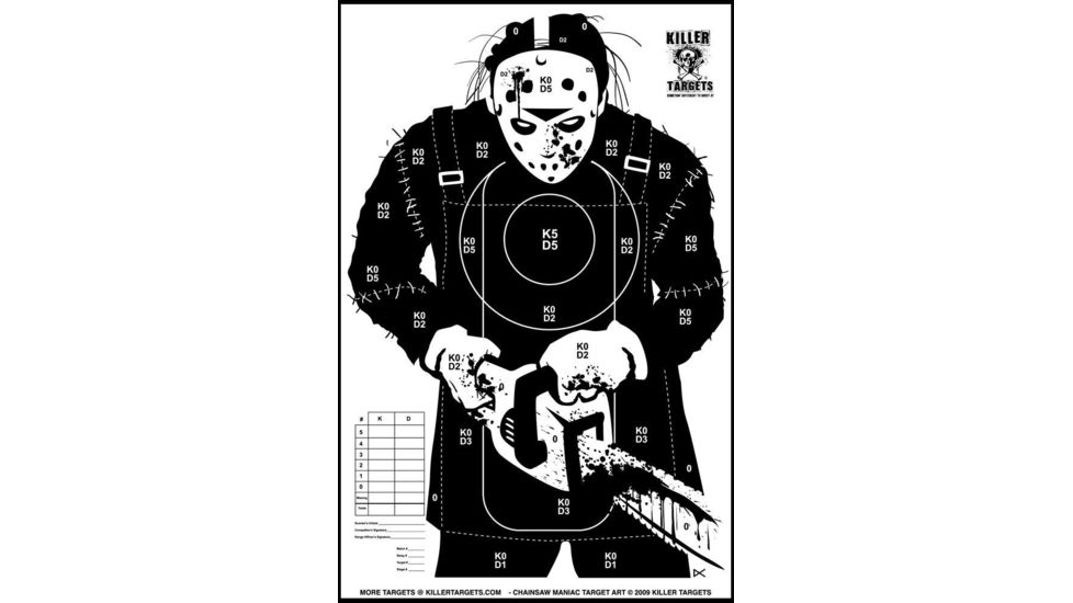 Killer Targets Homicidal Killer in Hockey Mask with Chainsaw Target - Pack of 10