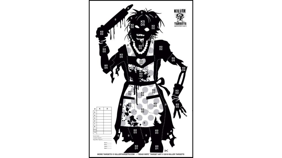 Killer Targets Zombie Wife Range Target - Pack of 10
