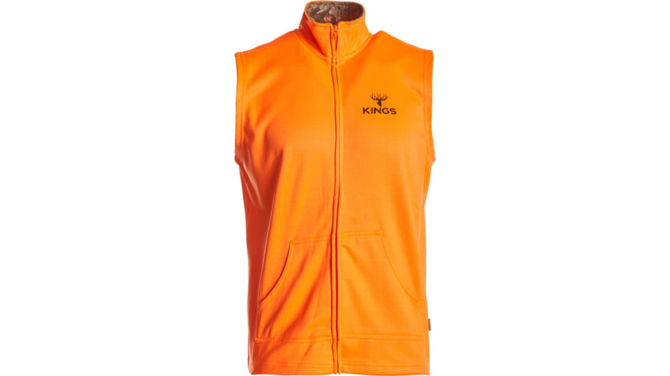 King's Camo Full Zip Poly Vest - Men's, Blaze Orange, Large, KBZ420-BZ/DS-L