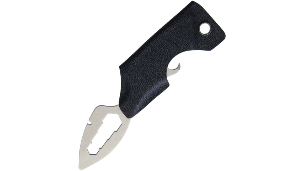 Kizer Cutlery Crocotool, 4.25in Overall, Small Blade L Bottle Opener L Can Opener L Hex/Bit Driver L Wire Cutter L Pry Bar, Satin S35Vn SS Construction, Black Kydex Neck Sheath, T111