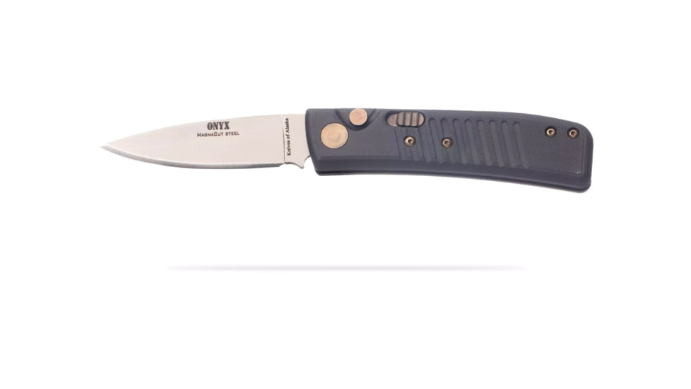Knives of Alaska Onyx Auto Automatic Folding Knife, 2.6in, CPM MagnaCut Stainless Steel, Drop Point Blade, G10, Black Handle, 00954FG