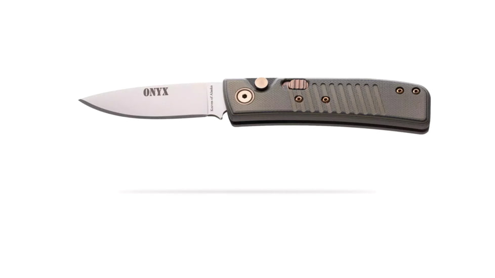 Knives of Alaska Onyx Auto Automatic Folding Knife, 2.6in, CPM MagnaCut Stainless Steel, Drop Point Blade, G10, Black/OD Handle, 00953FG