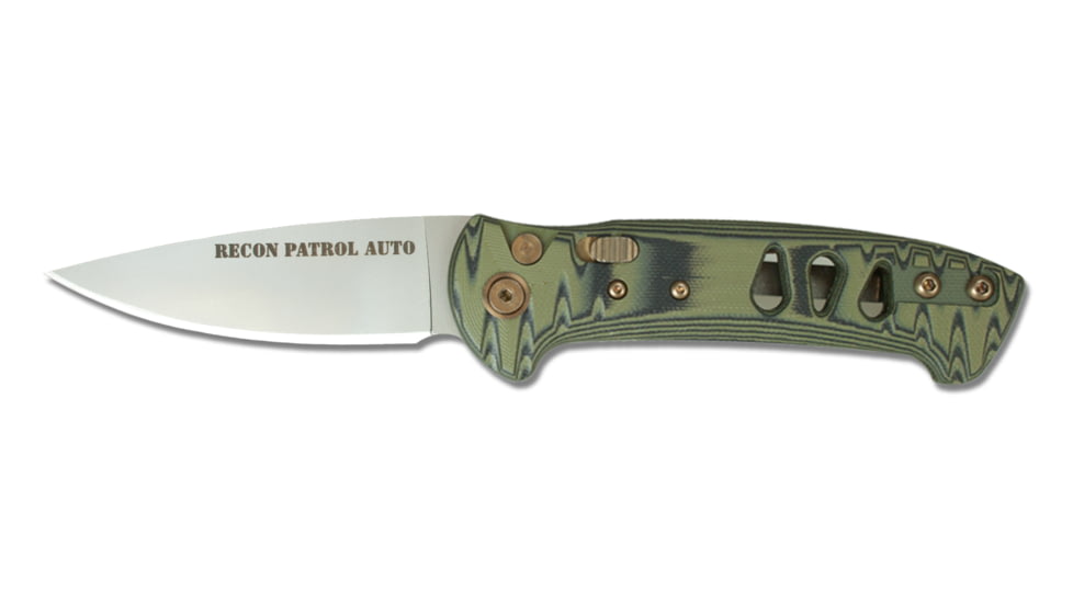 Knives of Alaska Recon Patrol Auto Automatic Folding Knife, 3in, CPM MagnaCut Stainless Steel, Drop Point Blade, G10, Black Handle, 00923FG