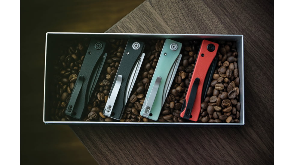 Kubey Akino Black Folding Knife, 4in Closed, 3in Bead Blast 14C28N Sandvik SS Blade, Black G10 Handle, KU2102A