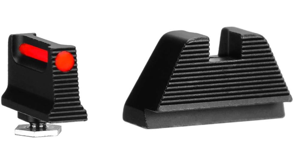 L2D Combat Co-Witness/Suppressor Height Fiber Optic Sight Set, Glock 9mm/.40S&amp;W/.357 SIG Except G43, Black, LD-S-FOS-S