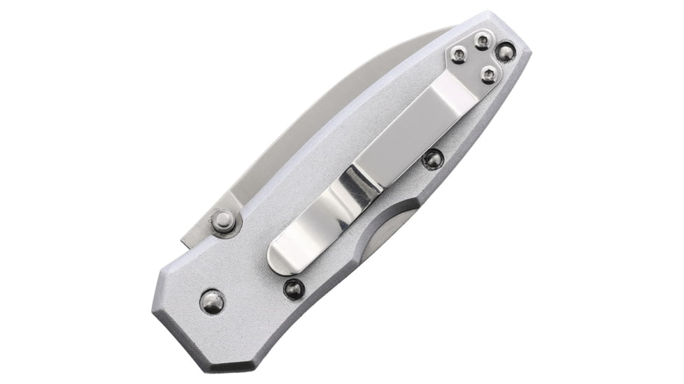 Lansky Sharpeners Silver Folding Knife, 3.5in Closed, 2.5in Satin Stainless Steel Blade, Silver Aluminum Handle, LSKN065