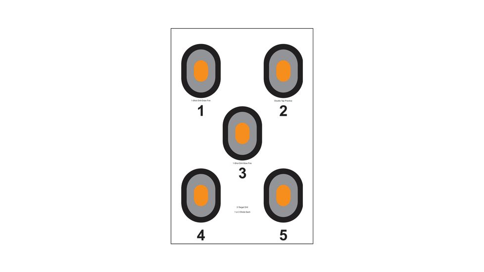 Law Enforcement Targets 5-Bullseye Target With Orange Centers 23x35 Inch 100 Per Case