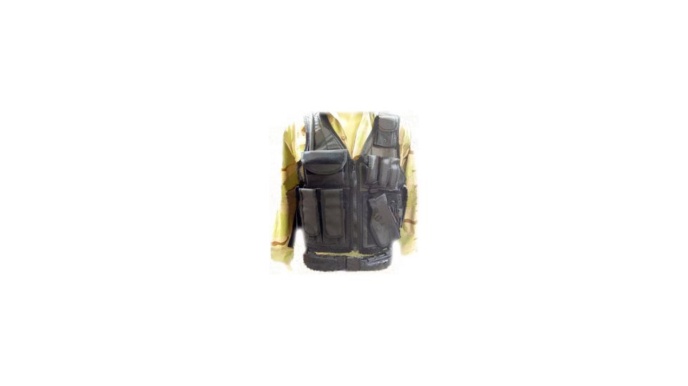 Leapers Deluxe Tactical Vest with Quick Draw Holster, Pouch and Belt-XXLarge Black PVC-V647BT