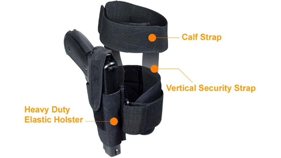 UTG Pro Concealed Ankle Holster, Fits Most Compact &amp; Subcompact Pistols, Ambidextrous, Black, PVC-H190B