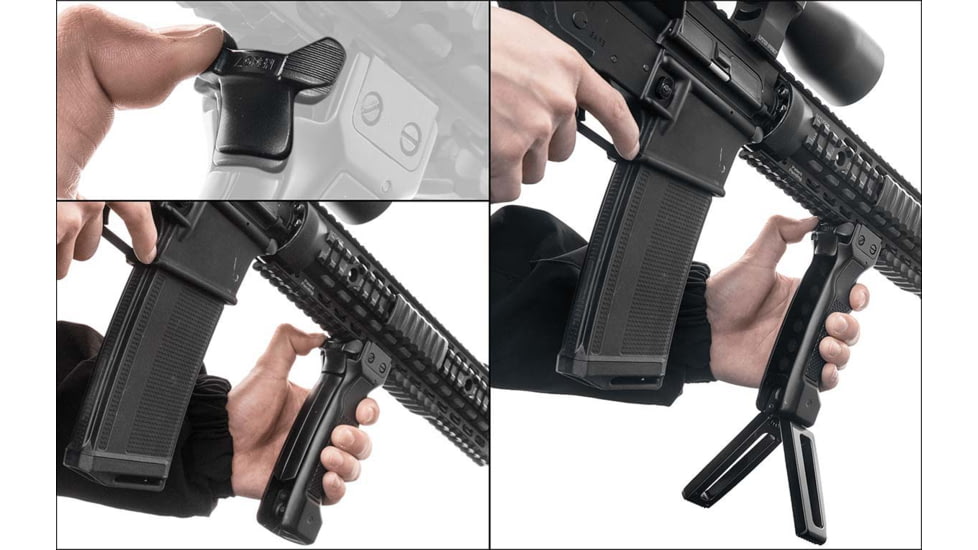 Leapers UTG D Grip with Ambidextrous Quick Release Deployable Bipod, Black, MNT-DG02Q