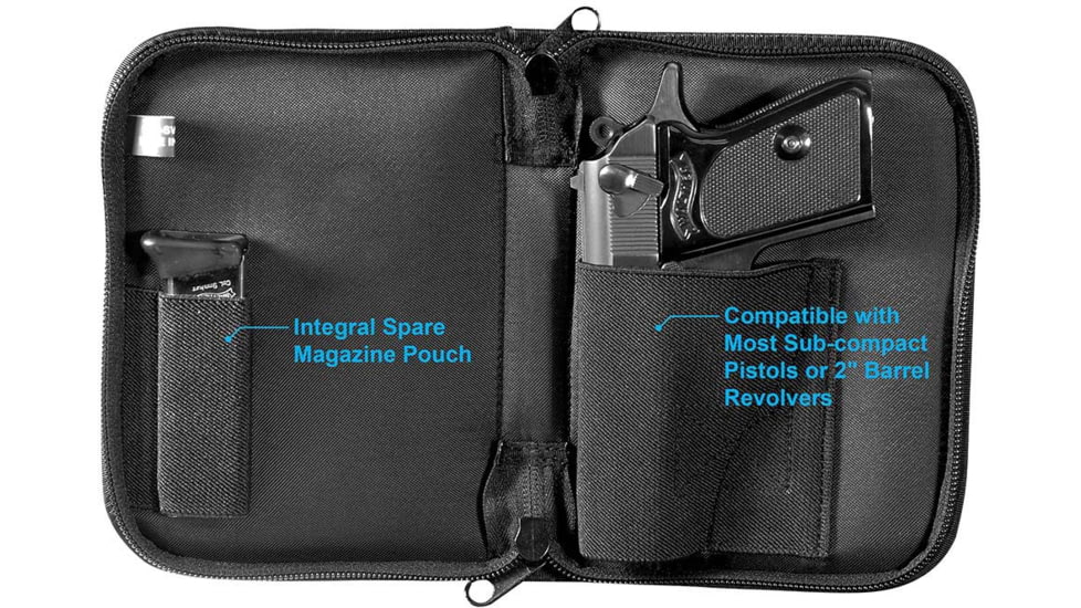 Leapers UTG Discreet Handgun Case for Sub-compact Pistol and Revolver, Black, PVC-PC380