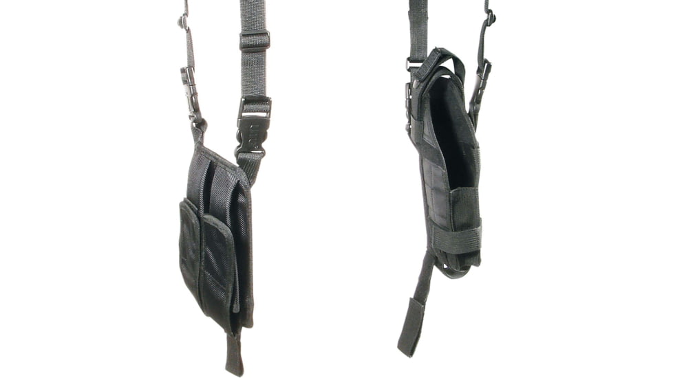 Leapers UTG Law Enforcement Vertical Shoulder Holster, Heckler &amp; Koch MP5/Uzi Submachine Gun, Ambidextrous, Black, PVC-H175B