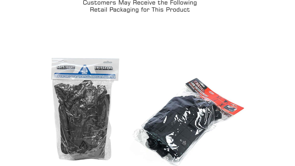 Leapers UTG Law Enforcement Vertical Shoulder Holster, Heckler &amp; Koch MP5/Uzi Submachine Gun, Ambidextrous, Black, PVC-H175B