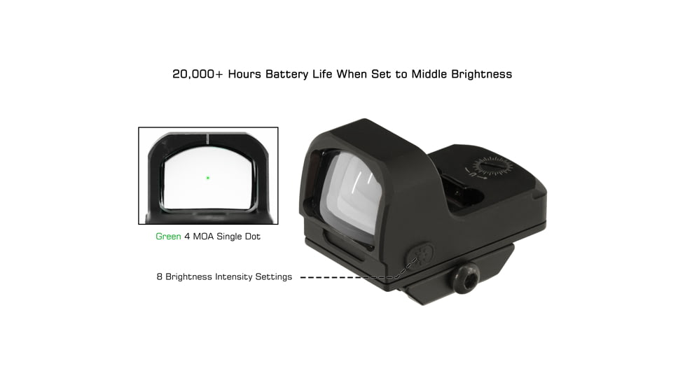 UTG Pro OP3 Micro, Green 4.0 MOA Single Dot, Adaptive Base, Black, OP-RDM20G