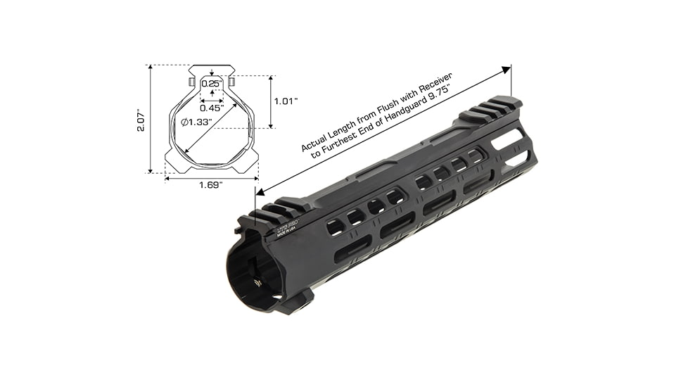 Leapers UTG PRO Forerunner 10in M-LOK Free Float Handguard, Black, MTU045SPM