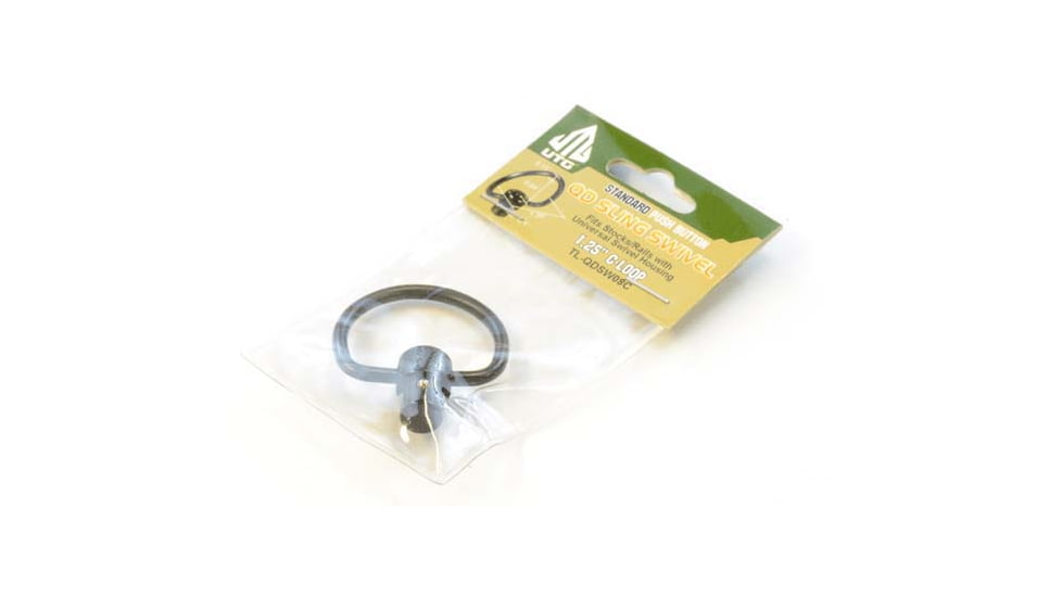 UTG Pro Push Button QD Sling Swivel, 1.25in C-Shape Loop, Black, TL-QDSW08C