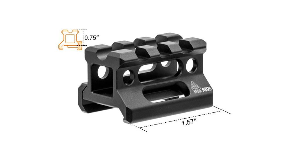 Leapers UTG Super Slim Picatinny Riser Mount, 0.75in Height, 3 Slots MT-RSX7S