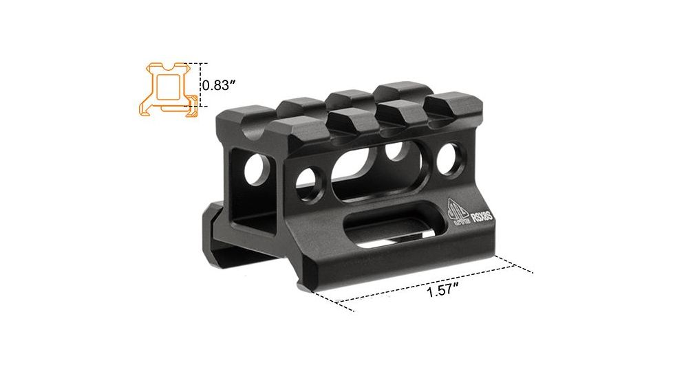 Leapers UTG Super Slim Picatinny Riser Mount, 0.83in Height, 3 Slots MT-RSX8S