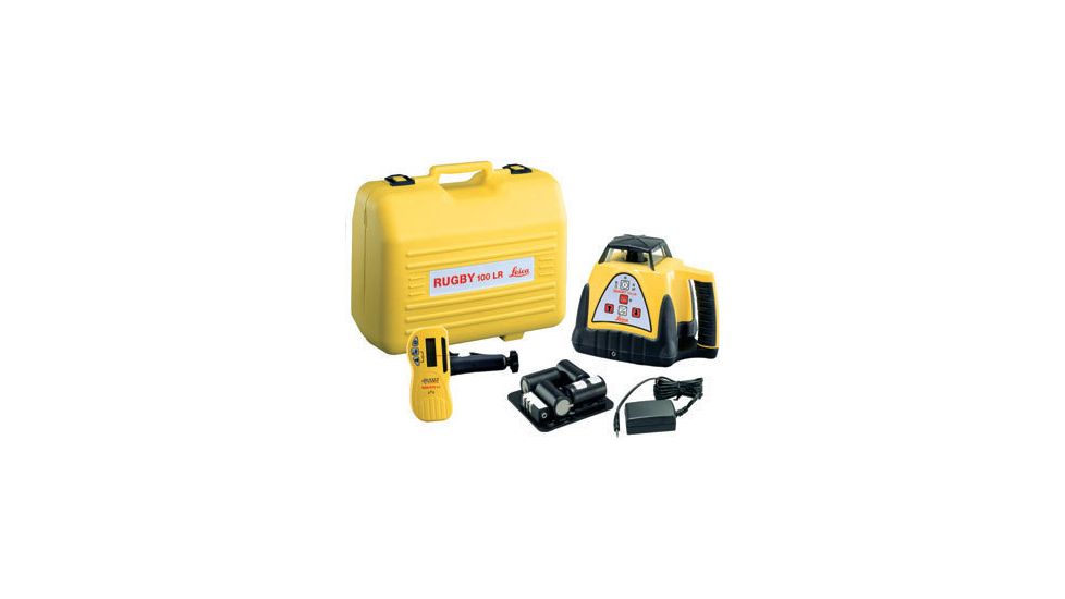 Leica Geosystems Rugby 100LR General Construction Laser Package w/ Rod-Eye Pro Sensor &amp; Alkaline Batteries 733621