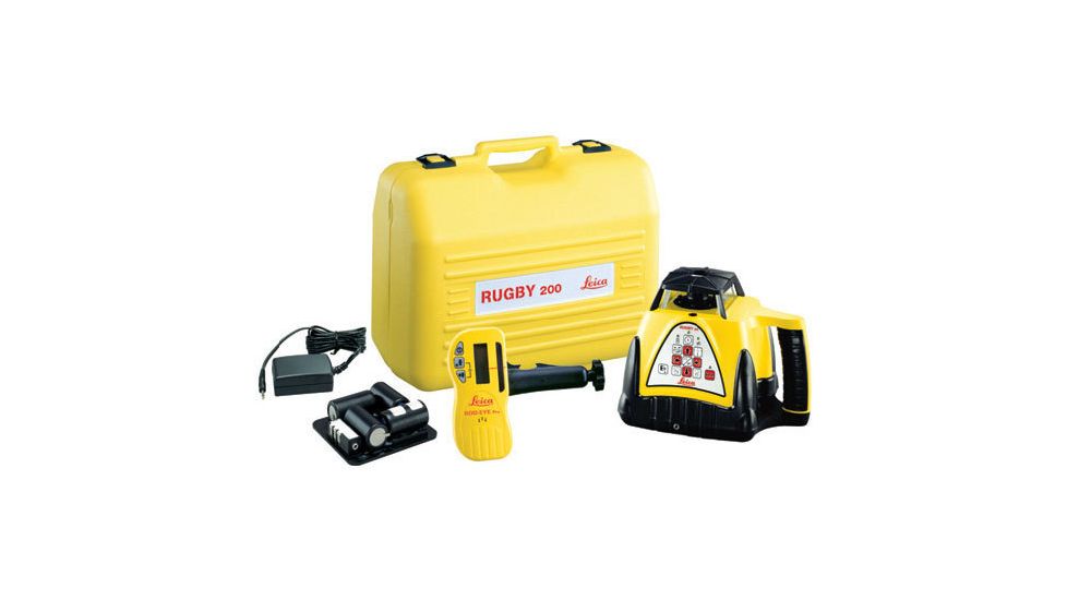Leica Geosystems Rugby 200 Class IIIa GC General Construction Laser Package w/ Rod-Eye Pro Detector &amp; Alkaline Battery 740238