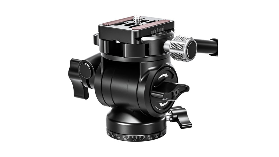 Leofoto BV-1 Mini Fluid Head for Optics w/Handle, Arca Compatible, Black, BV-1