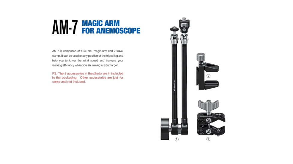 Leofoto Kestrel Weather Meter AM-7 Magic Arm/MC-60 Clamp/GMC-01 Clamp Set, Black, AM-7+MC-60+GMC-01