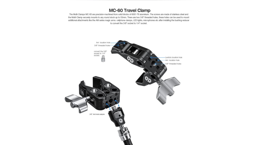 Leofoto Kestrel Weather Meter AM-7 Magic Arm/MC-60 Clamp/GMC-01 Clamp Set, Black, AM-7+MC-60+GMC-01